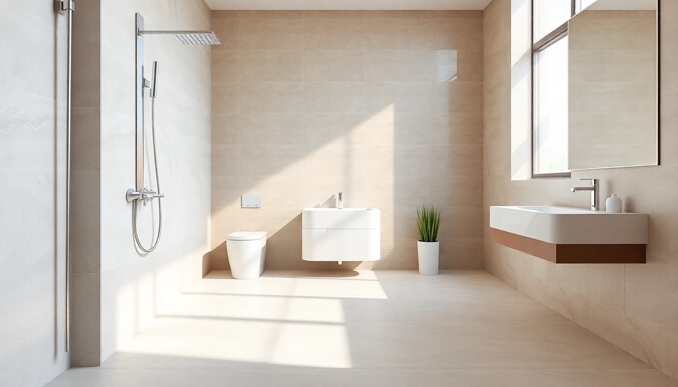 Sonni sanitär und moderne Sanitärinstallationen in einem stilvollen Badezimmer präsentieren.