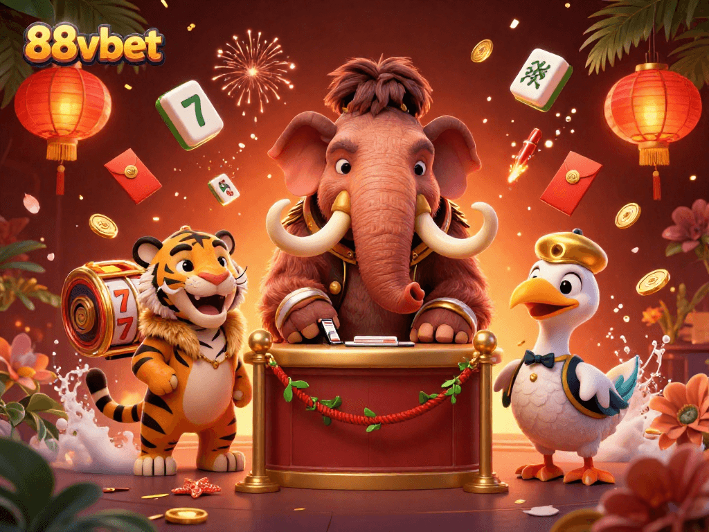 Engage with exciting gameplay at 88vbet's vibrant casino scene featuring cartoon characters.