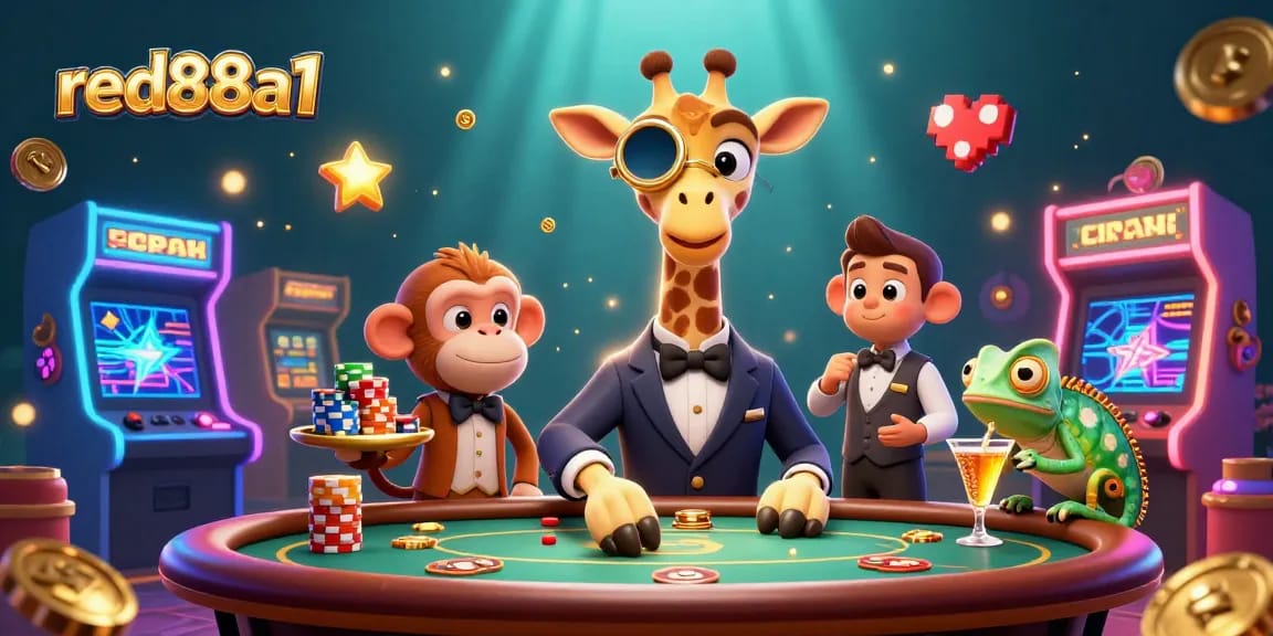 Engage in exciting games at red88a1 with unique characters and vibrant casino elements.