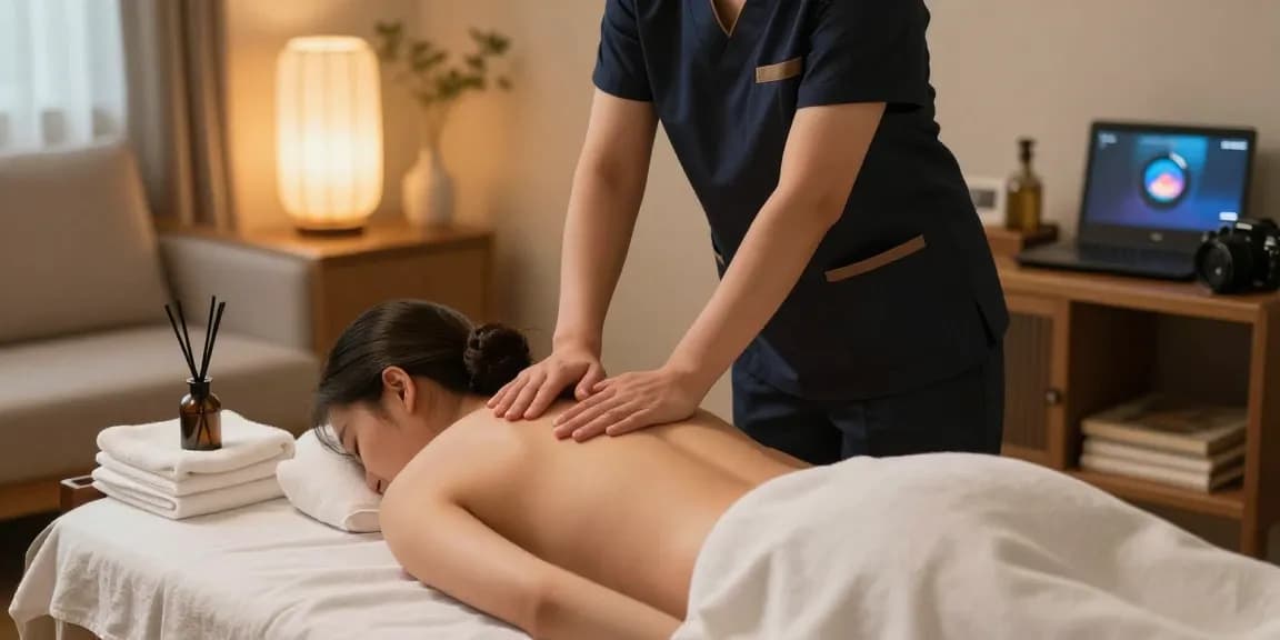 Experience premium 구로출장안마 in a serene home massage setting.