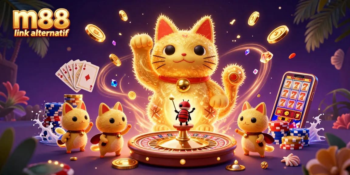 Experience the vibrant world of m88 link alternatif with lively casino characters and exciting gaming elements.