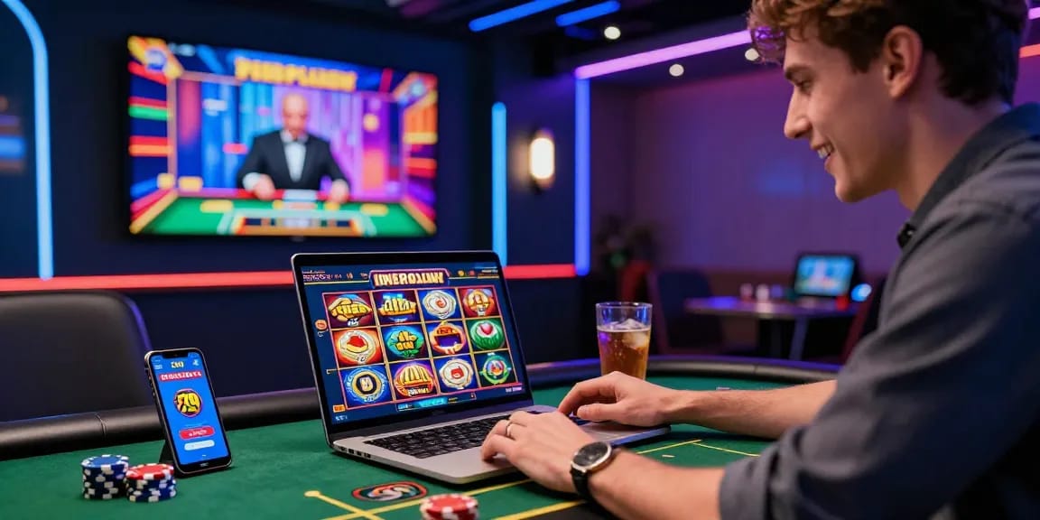 Exciting live casino gaming experience at 79club with player immersed in action.
