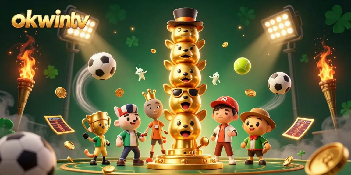 Engage with okwintv, the vibrant sports betting platform featuring dynamic 3D gaming elements and colorful visuals.