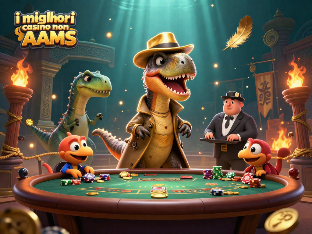 i migliori casino non AAMS: velociraptor al blackjack con boss stegosaurus e ladro compy