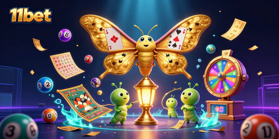 Experience the excitement of betting with 11bet as vibrant lottery balls and colorful casino elements come alive.