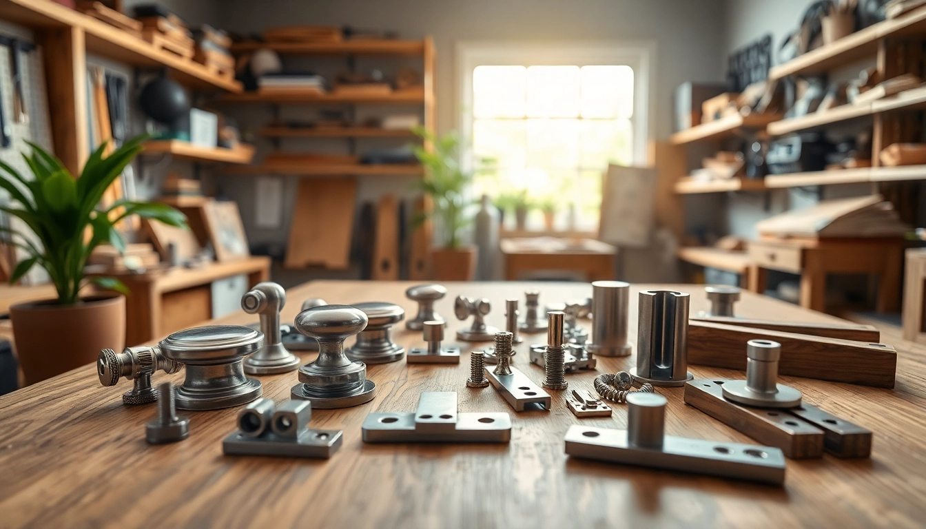 Showcase of premium furniture hardware supplier components on a polished table.