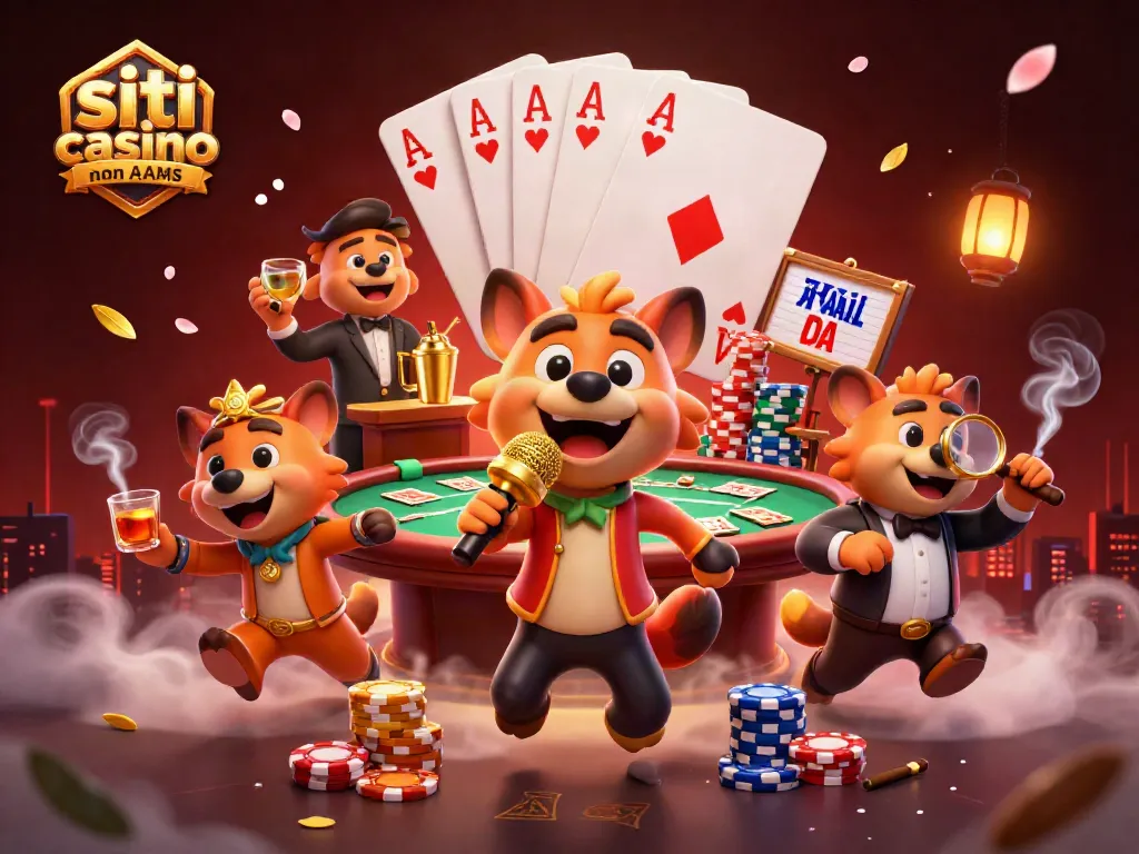 Scopri i migliori siti casino non AAMS con una vivace scena di commedia e gioco d'azzardo.