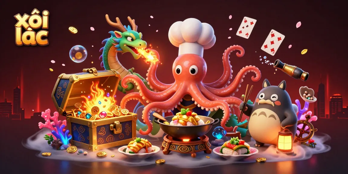 Experience exciting gambling with xôi lạc featuring vibrant characters in a fun, lively casino setting.