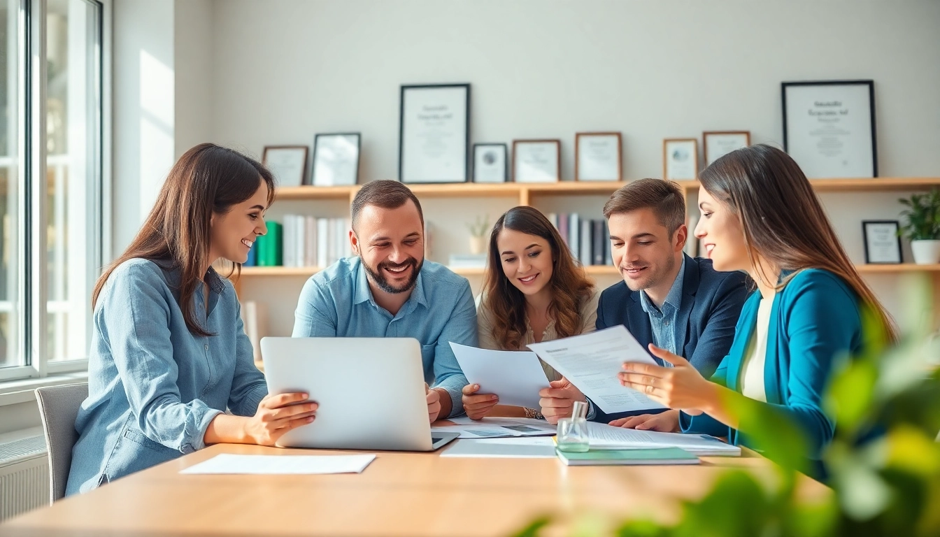 Certification help providers guiding clients through professional certification processes in a collaborative environment.