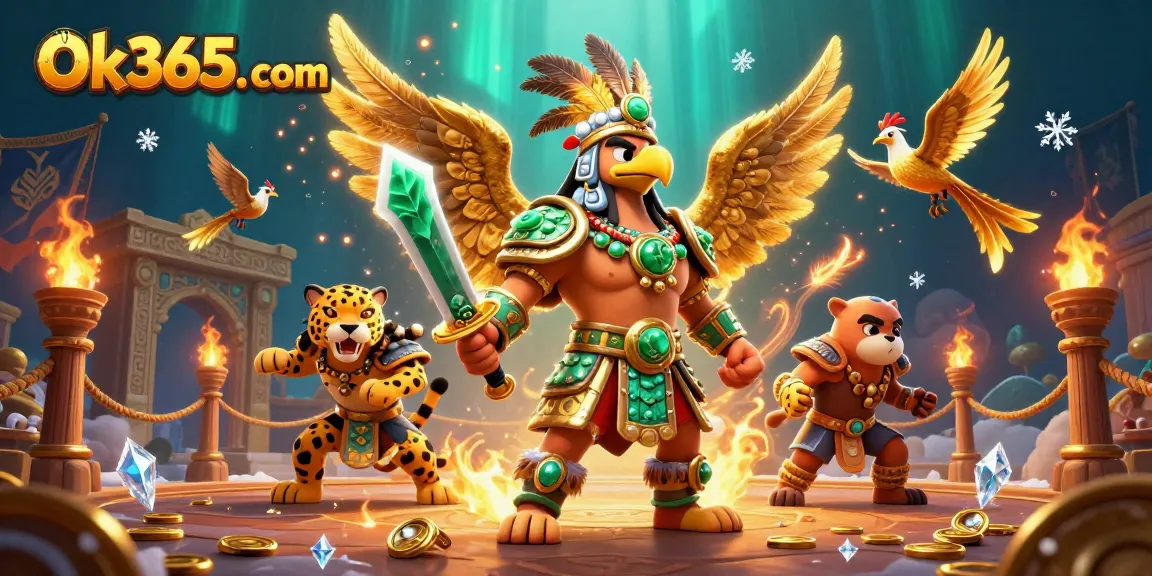 Experience thrilling gameplay at Ok365. com with dynamic casino warriors amidst dazzling coins and engaging elements.