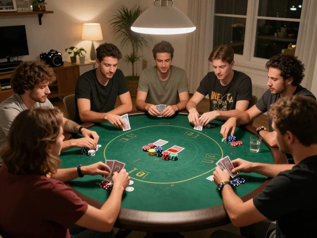 Engaged players enjoying Game 79king during a home poker night, showcasing competitive fun.