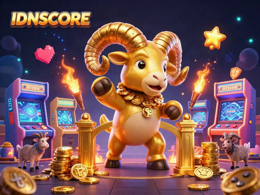 IDNSCORE showcases a vibrant casino-themed illustration with dynamic gaming elements.