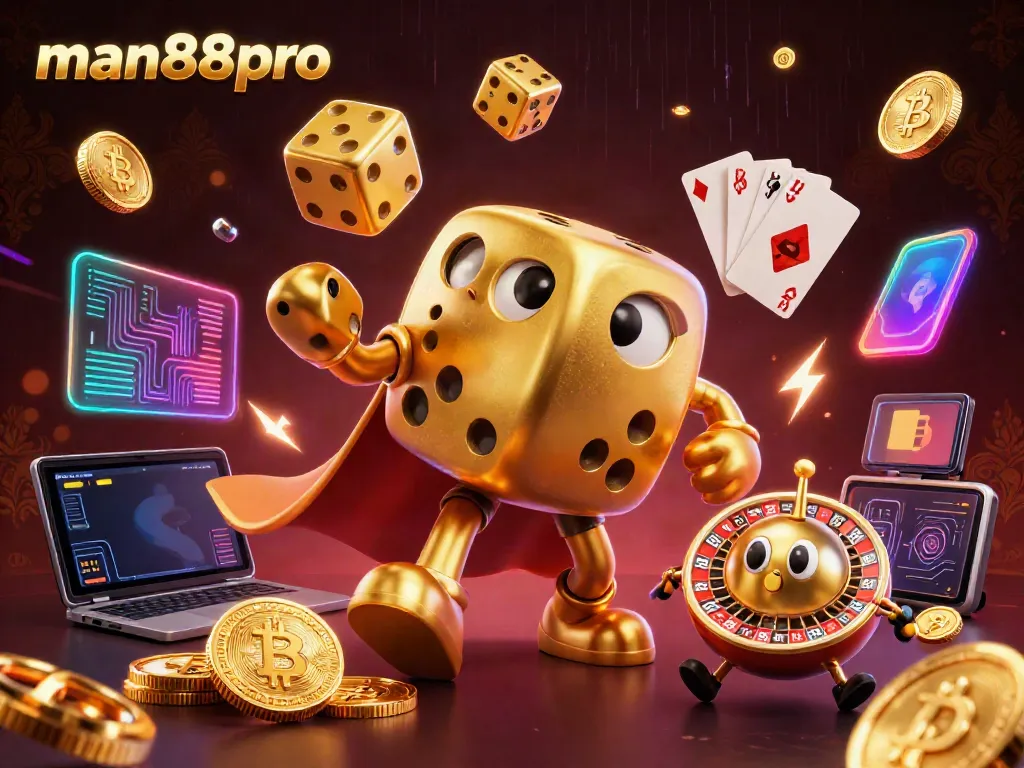 Engage with thrilling games at man88pro, featuring dynamic golden dice and crypto elements.