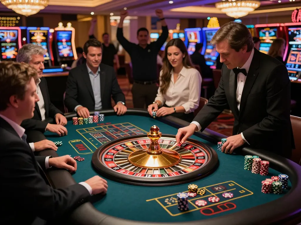 Experience thrilling roulette gameplay at fly88 com casino table, with players placing bets as excitement rises.