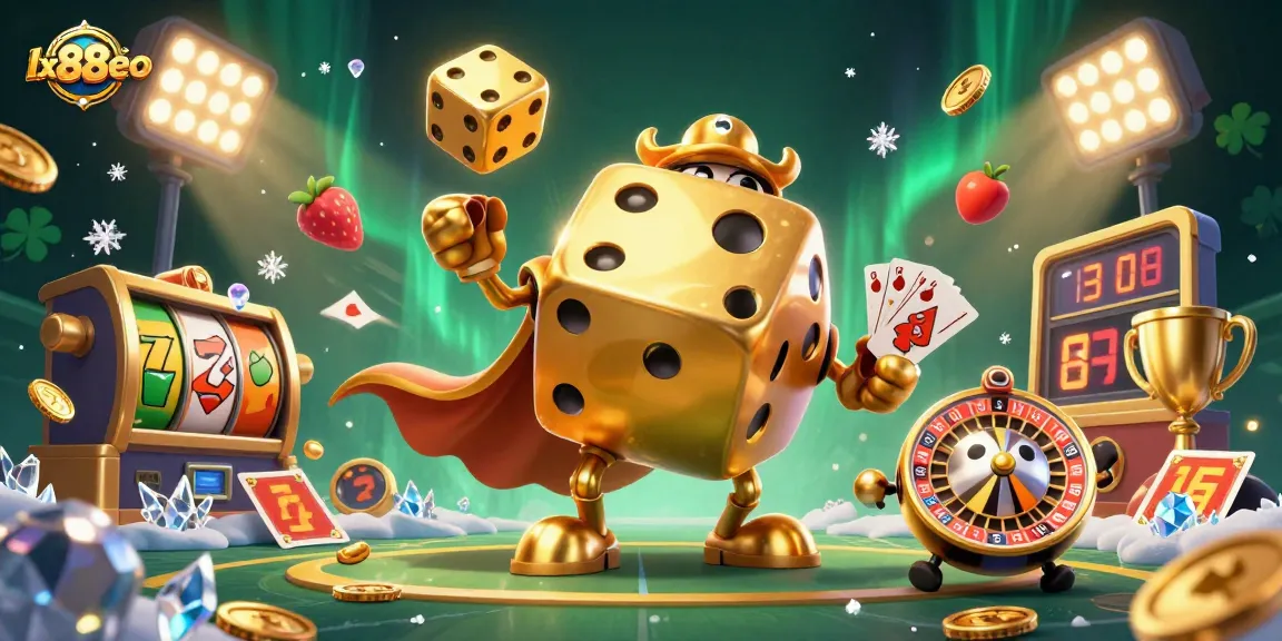 Experience thrilling gaming with lx88seo in this vibrant 3D illustration of casino excitement.