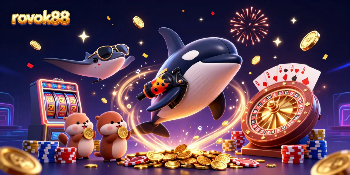 Engage with rokok88's thrilling casino scene featuring animated characters and dynamic gaming elements.