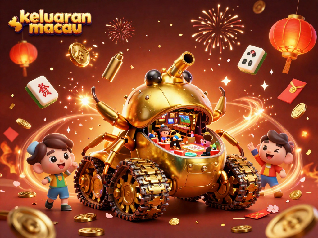 Experience the excitement at keluaran macau with a vibrant 3D casino scene filled with animated elements.
