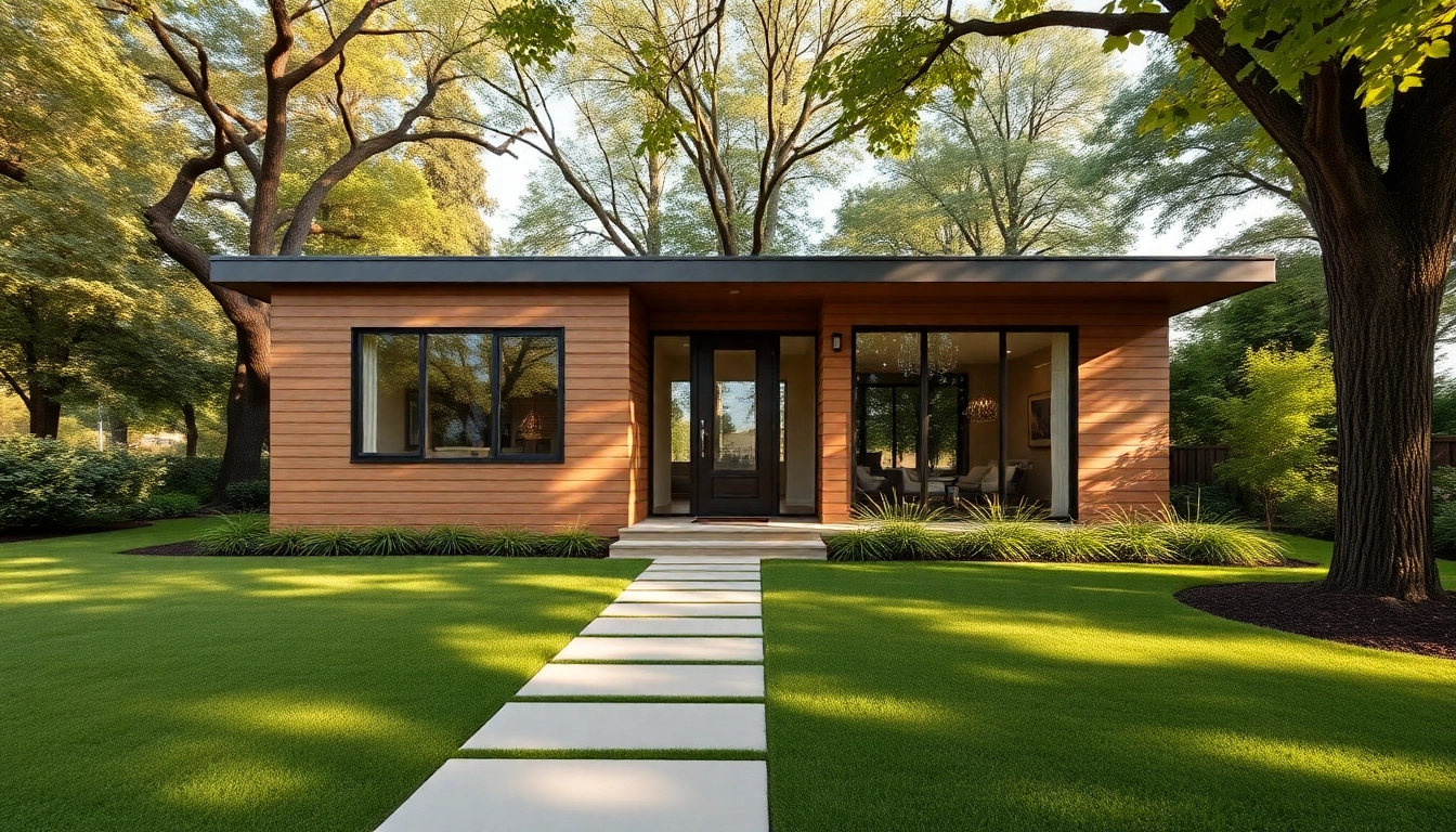 Showcasing a Canton Attached ADU in a tranquil garden setting with modern design features.