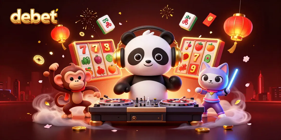 Experience the vibrant energy of debet with a DJ panda, breakdancing monkey, and rave kitten in a casino scene.