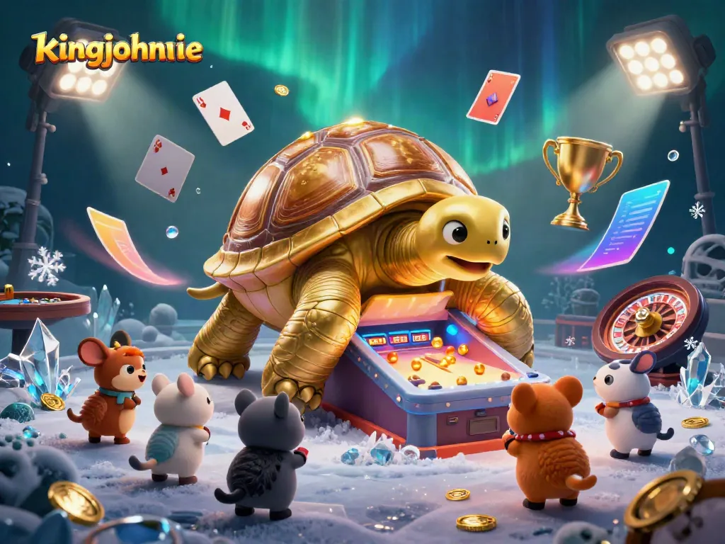 Join the excitement at kingjohnnie's live casino with a golden tortoise pinball machine and dynamic game elements.