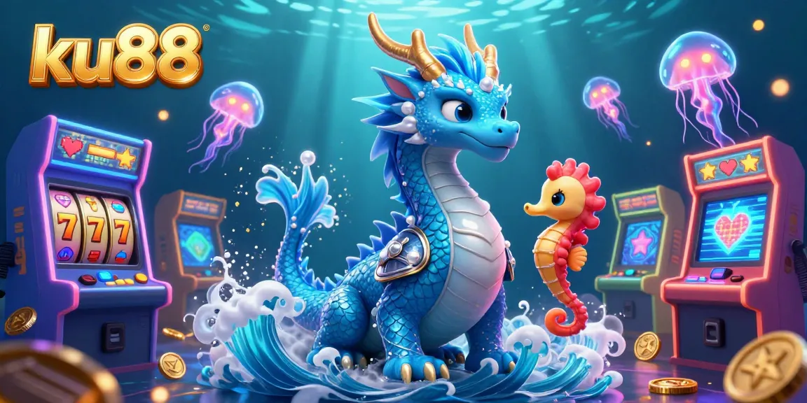 Engage in spectacular gaming at ku88 with a vibrant underwater scene featuring captivating characters and slot elements.