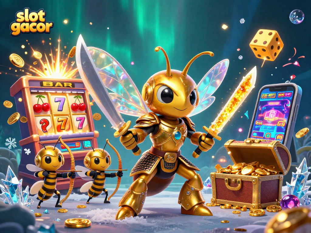 Experience high-energy gameplay in this slot gacor illustration featuring vibrant characters and dynamic casino elements.