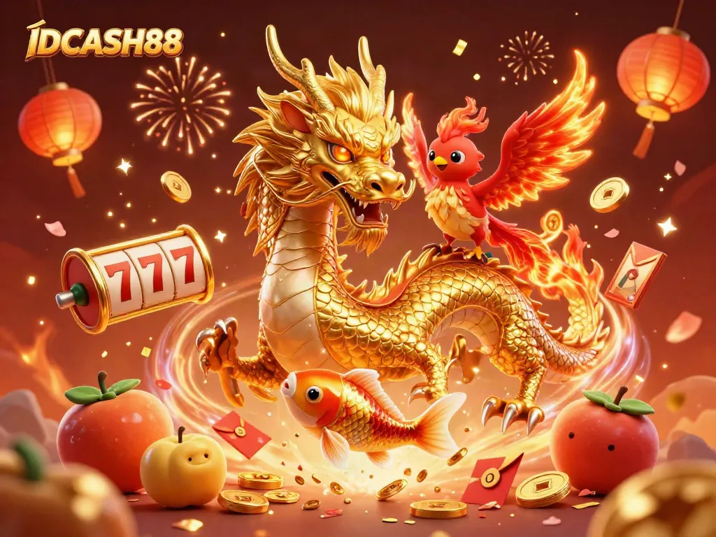 Engage with IDCASH88's vibrant casino experience featuring dynamic characters and festive elements.