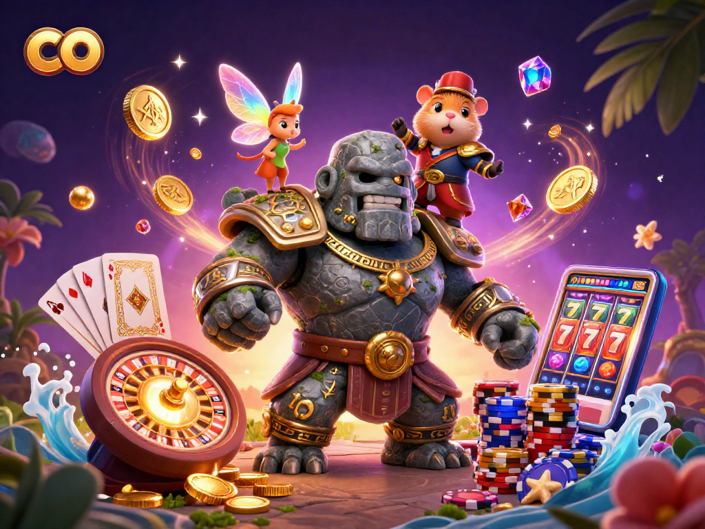 Experience thrilling gameplay with stunning characters in a co-themed casino illustration.