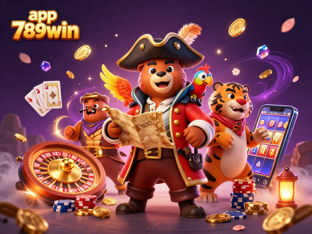 Win thrilling prizes with the app 789win featuring an engaging casino scene with characters and game elements.