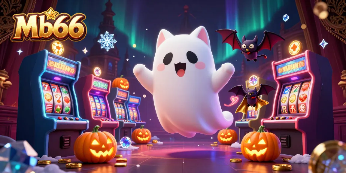 Enter the exhilarating world of Mb66 with a ghost cat in a haunted casino, spinning slot reels glowing with rewards.