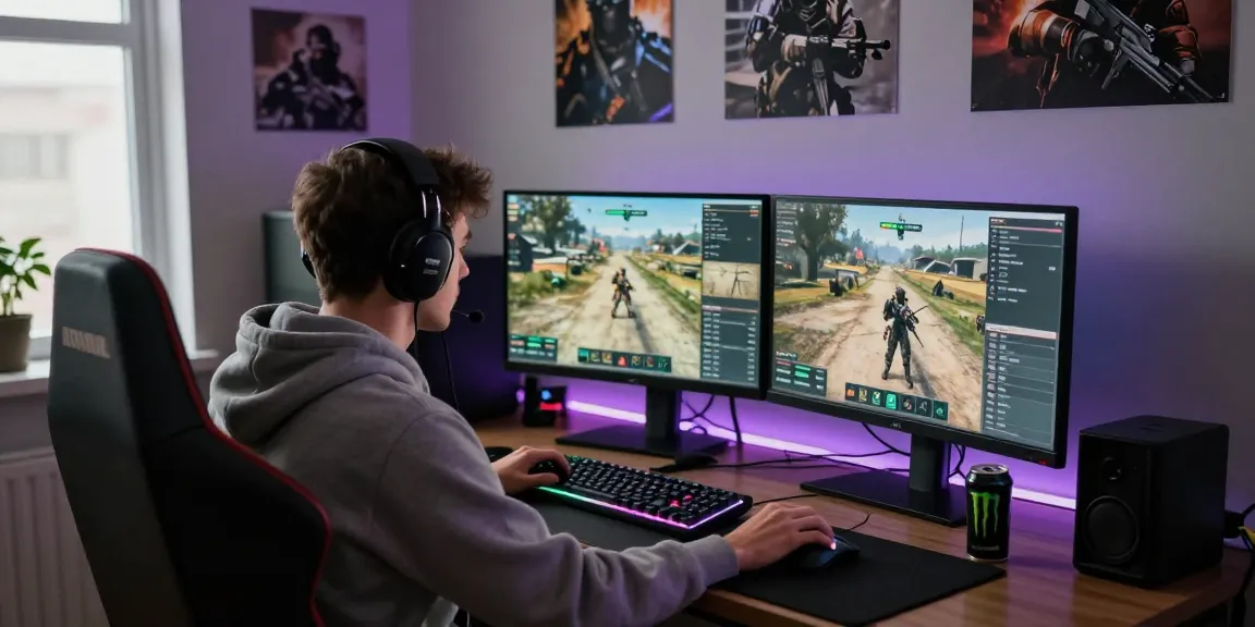 Engaged gamer using ArmA 3 Hacks in a stylish setup to enhance performance.