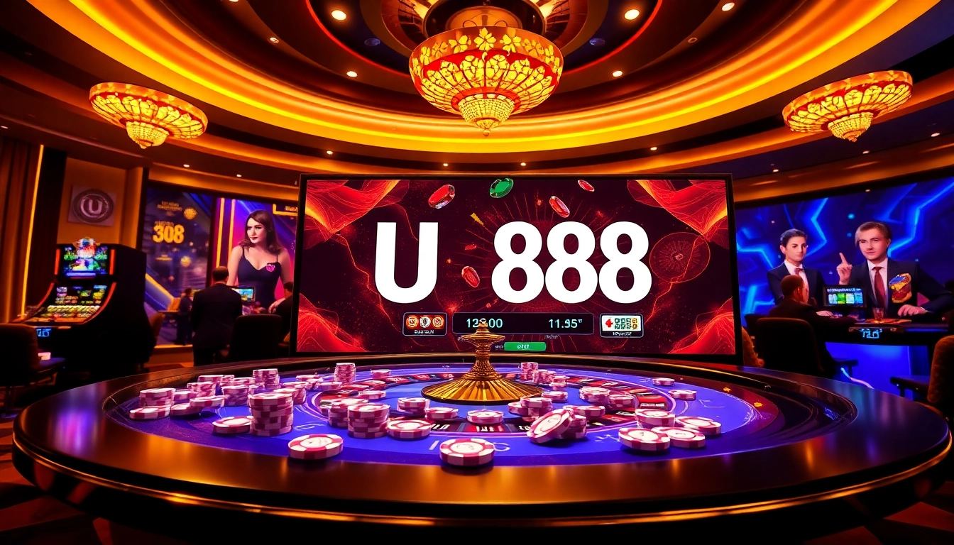 Experience the excitement of U 888 with a vibrant online casino showcasing games and betting interfaces.