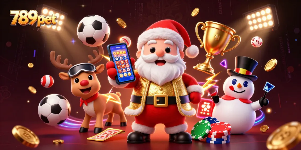 Engage in exciting games at 789pet with Santa, a reindeer dealer, and a poker chip snowman.