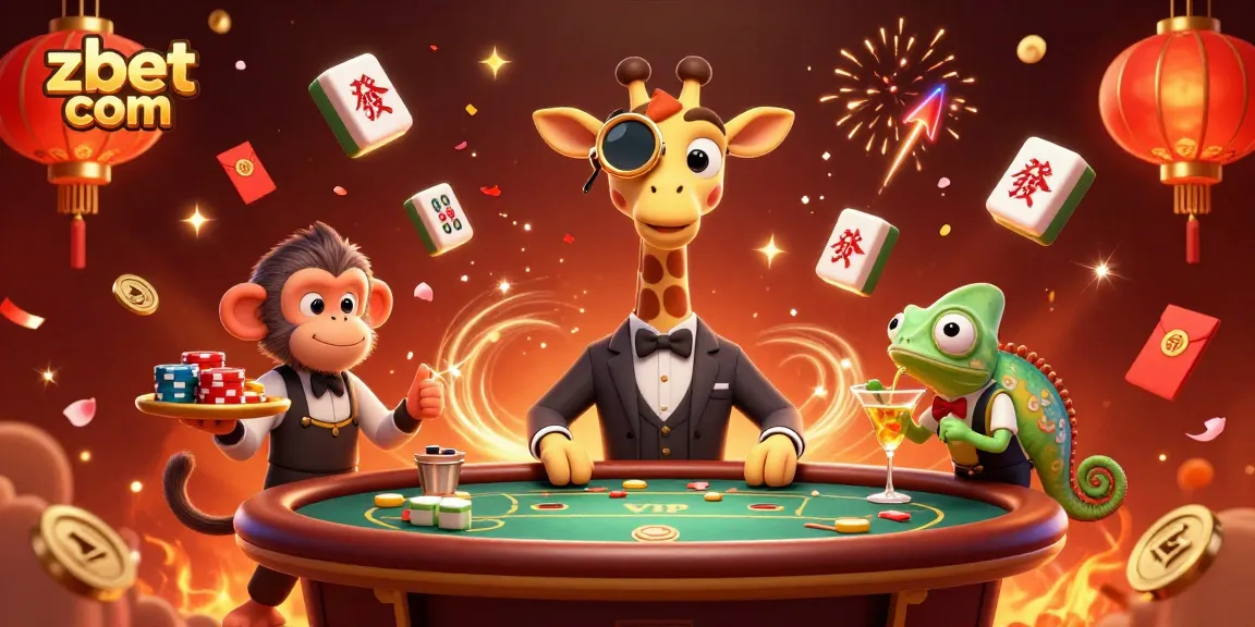 Join the zbet com high-stakes poker scene with a glamorous giraffe and his playful companions.