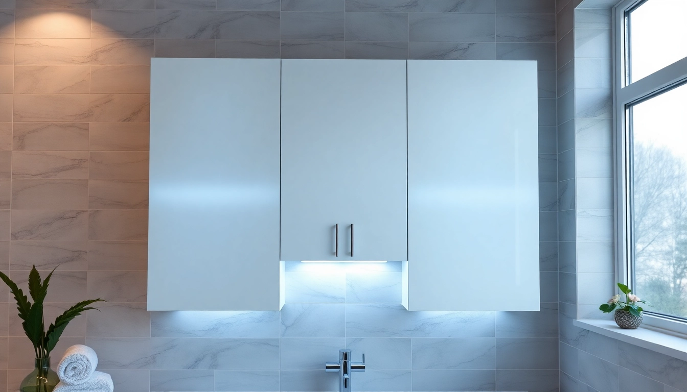 Enhance your space with illuminated bathroom cabinets featuring sleek design and integrated lighting.