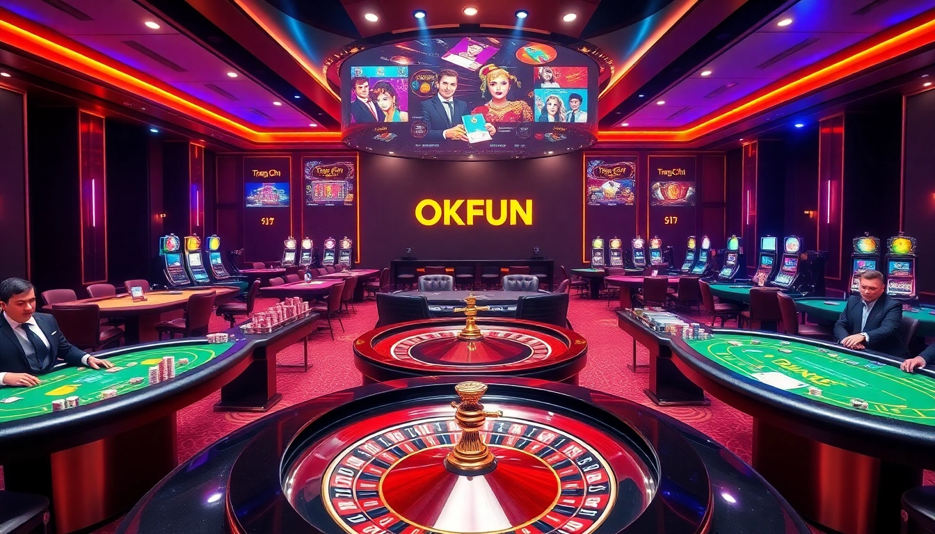 Experience luxury and excitement at Trang Chủ OKFUN's online casino featuring roulette and poker.