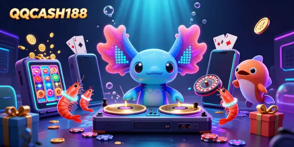 Spin the reels at QQCASH188 with a vibrant underwater casino scene full of excitement and fun!