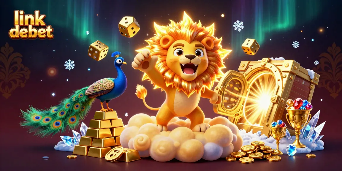 Win big with link debet as animated characters celebrate in a vibrant 3D casino scene.