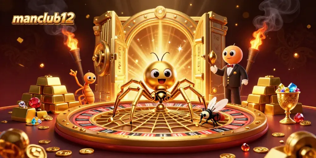 Engage in thrilling bets at manclub12 with a striking illustrated casino scene.