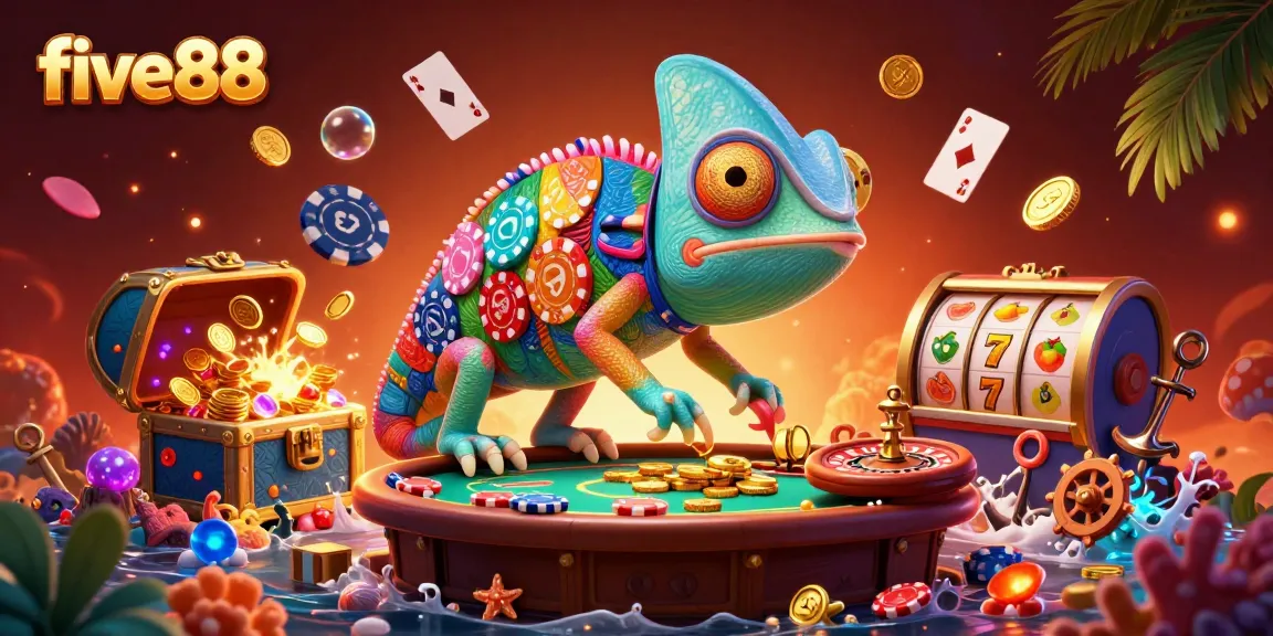Experience the thrill of five88 with our vibrant and dynamic casino illustration.