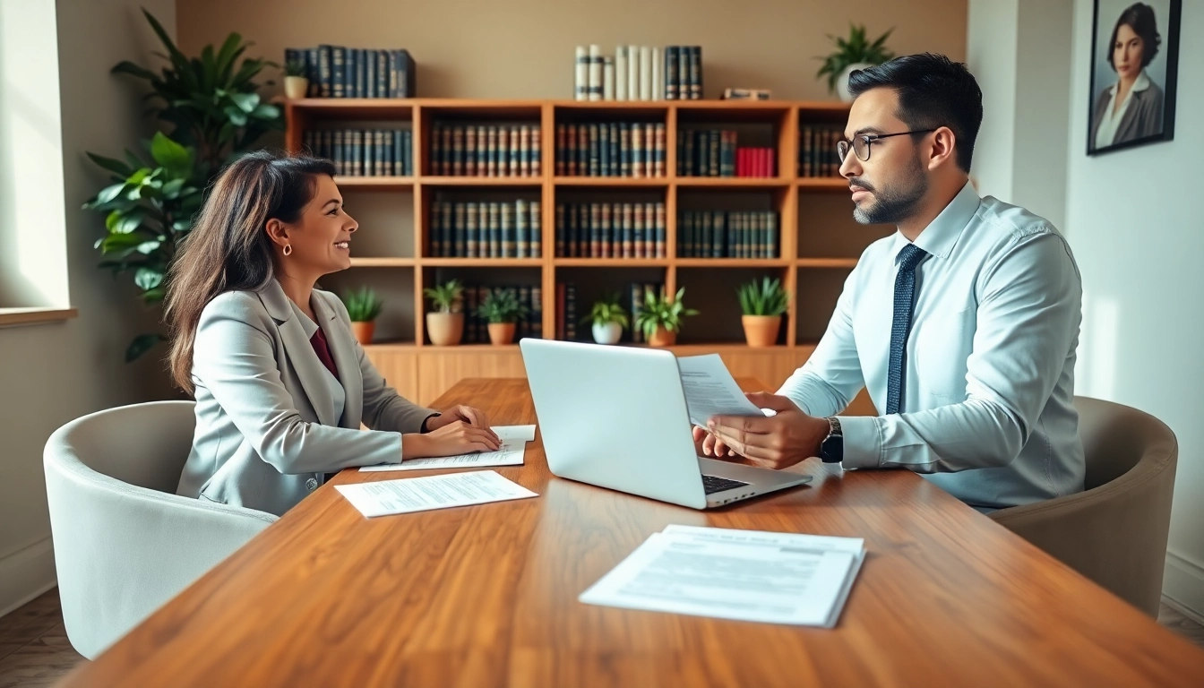 Client discussing Estate Planning with an attorney in a warm, professional office.