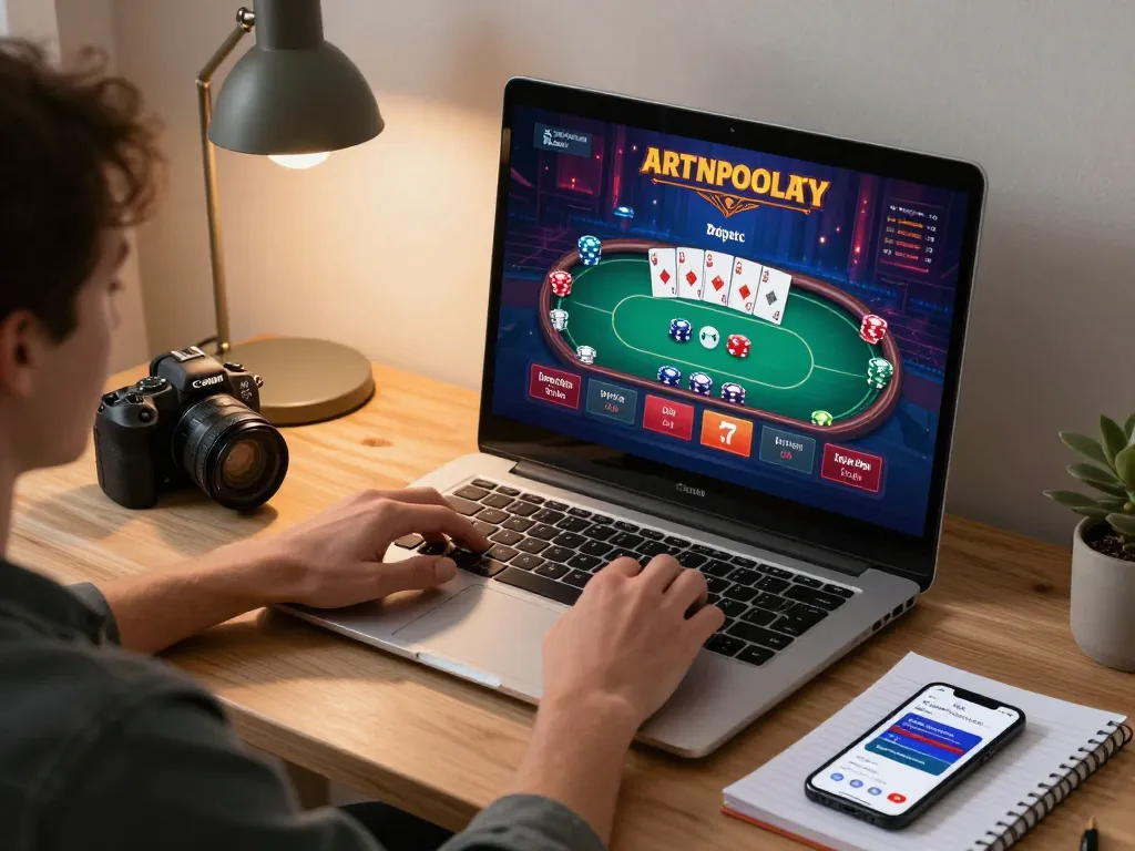 Engaged player placing bets on mb66-t online casino platform from a cozy home setup.