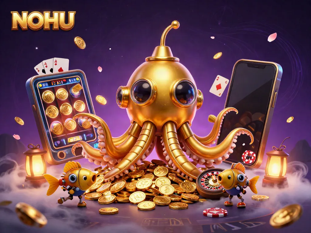 Experience thrilling jackpots at NOHU with vibrant gaming scenes and dynamic characters.