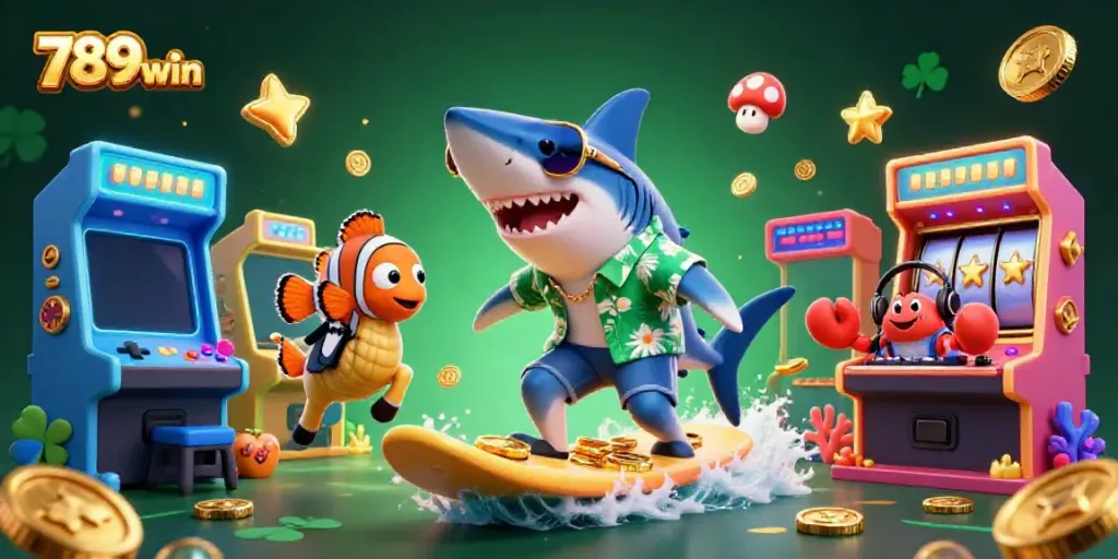 Experience winning thrills with 789win in a vibrant casino scene with animated characters.