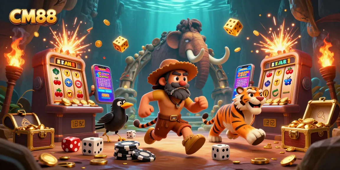 CM88 features a vibrant prehistoric casino with dynamic gaming action, showcasing exciting jackpots and thrilling elements.