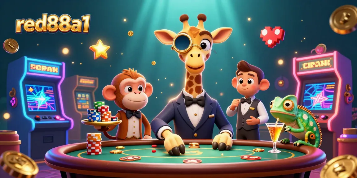 Engage in exciting games at red88a1 with unique characters and vibrant casino elements.