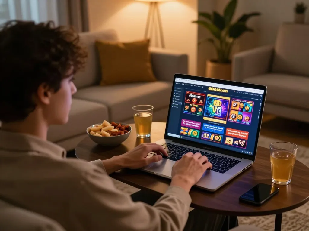Engaged player explores diverse games on 88betcom, showcasing online gaming experience.