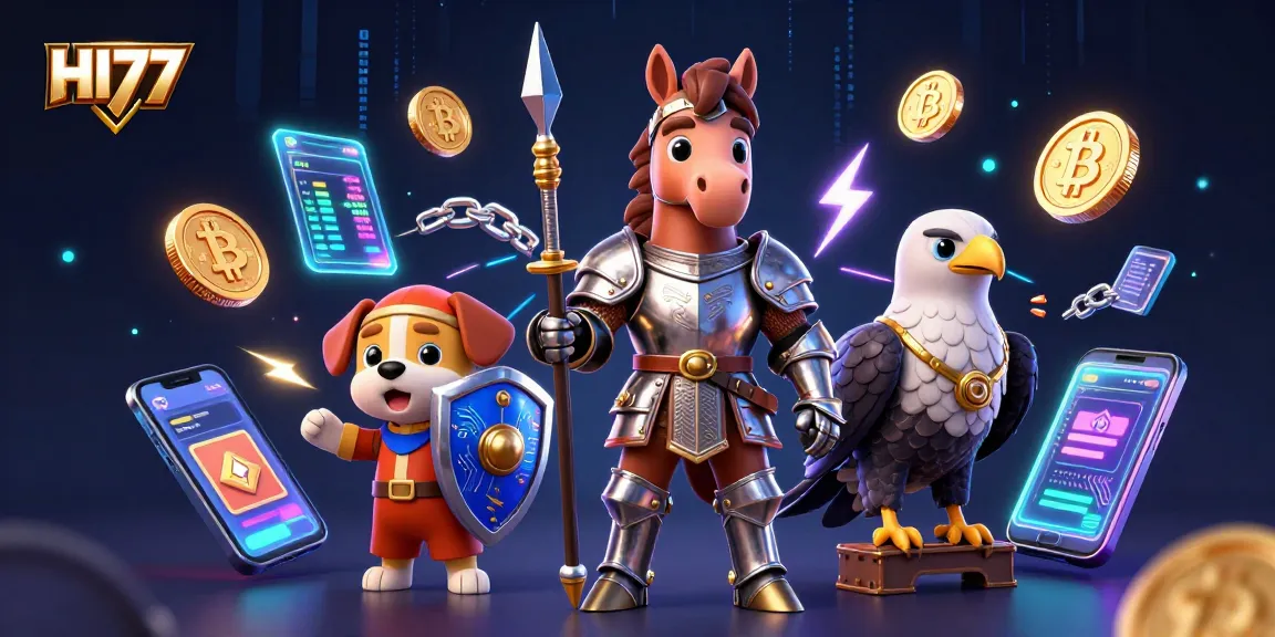 Experience thrilling wins at HI77 with 3D medieval knight, puppy squire, and falcon amidst crypto elements!