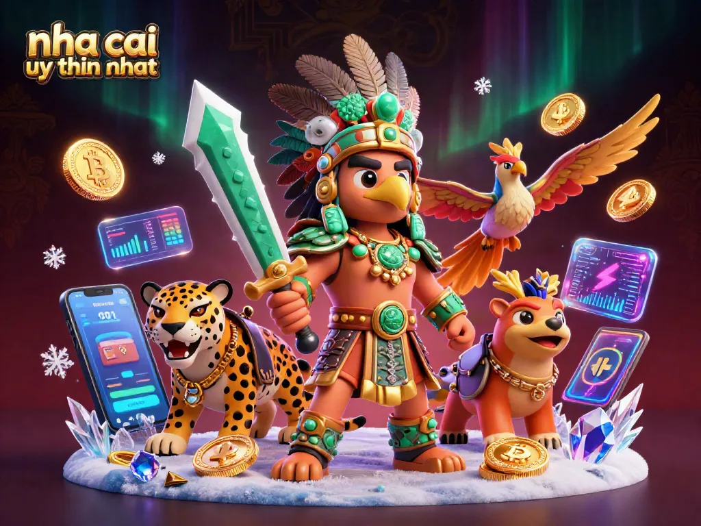 Nha cai uy tin nhat cung hình ảnh 3D nghệ thuật về những chiến binh Aztec và biểu tượng tiền điện tử