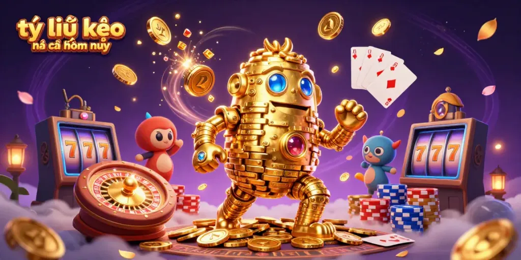 Experience the excitement of tỷ lệ kèo nhà cái hôm nay with a golden golem and dynamic casino elements.
